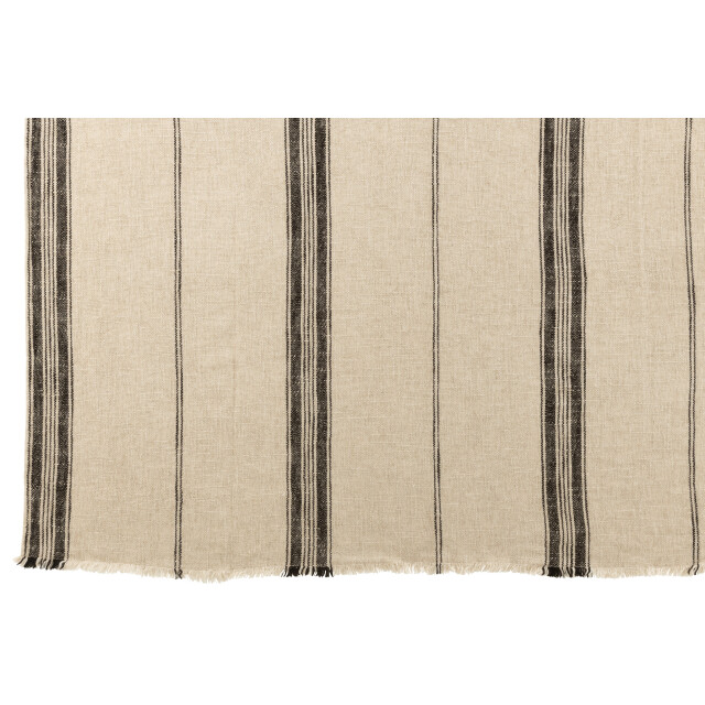 J-Line jete de lit lignes lin beige 176x130x1cm 3001383 large