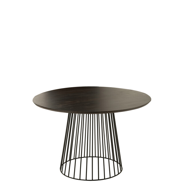 J-Line tafel rond mangohout metaal zwart 120x120x76cm 3001151 large