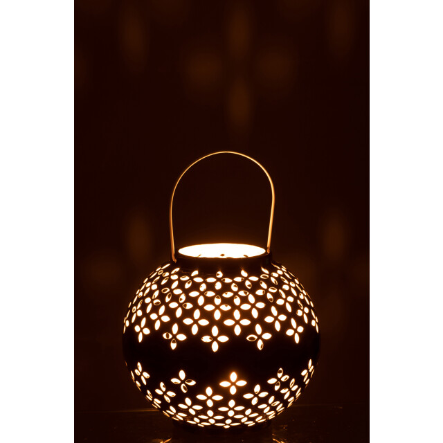 J-Line lantaarn bol geperforeerd ijzer 20x20x19cm 3001057 large