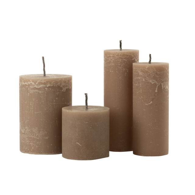 J-Line buitenkaars pilaar paraffine taupe extra large-50uren 28x10x10cm 3009027 large