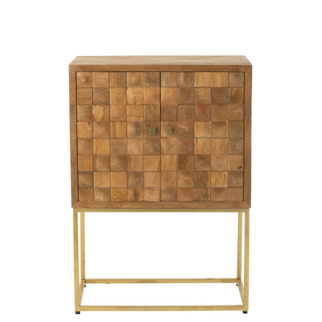 J-Line kast nino op staander metaal/mangohout /goud 76x40x122cm 3001775 large