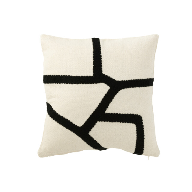 J-Line kussen streep textiel wit/zwart 43x43x10cm 3001428 large