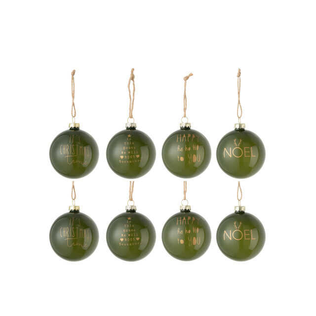 J-Line doos van 8 kerstballen tekst xmas glas mat small 8x8x8cm 3007158 large