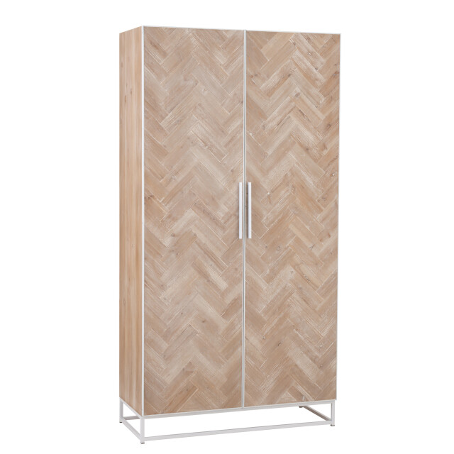 J-Line kast hoog 2 deuren zigzag hout/metaal naturel/ 95x42x186cm 3000760 large