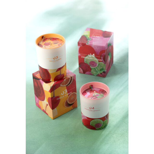 J-Line kaars aardbei daiquiri large-70h 10x10x12.5cm 3015088 large