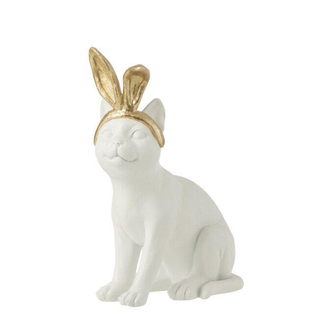 J-Line kat oor resine goud/wit large 20.8x11.5x28cm 3008558 large