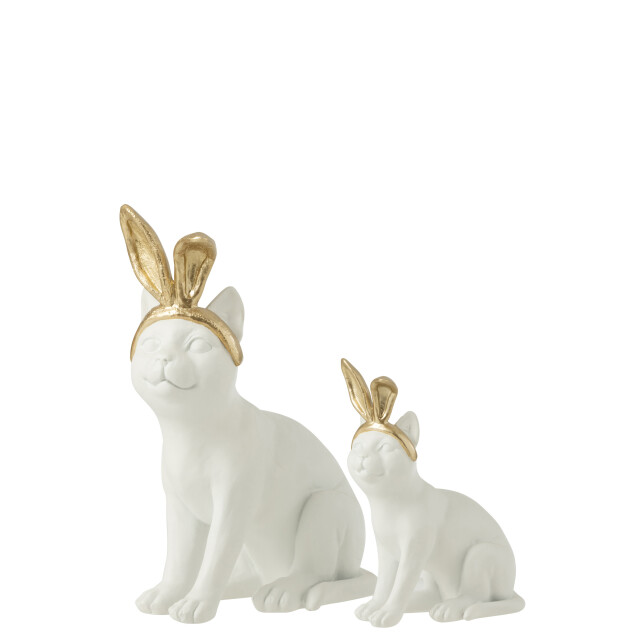 J-Line kat oor resine goud/wit large 20.8x11.5x28cm 3008558 large