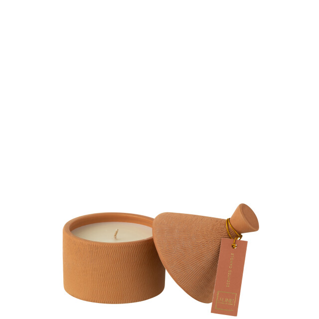 J-Line kaars keramiek pot mimosa & rose was terra-40u 12x12x17.5cm 3015048 large
