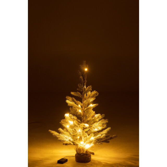 J-Line kerstboom besneeuwd+led+batterij in pot jute plastiek medium - 3007335 large