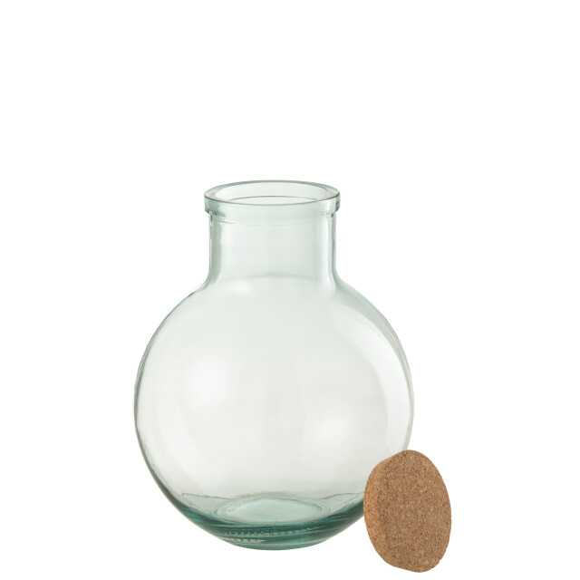 J-Line voorraadpot rond kurk gerecycleerd glas large 23.5x23.5x31cm 3008167 large