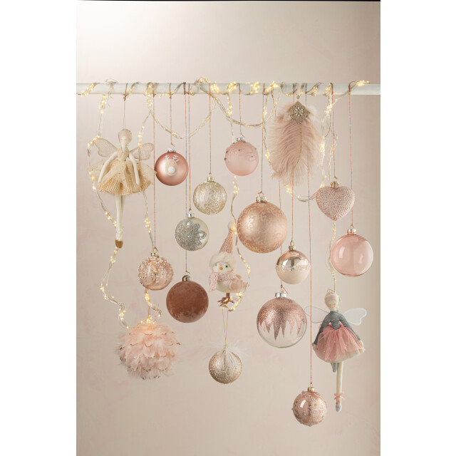 J-Line doos van 4 kerstballen suiker glas mat licht large - 3007381 large