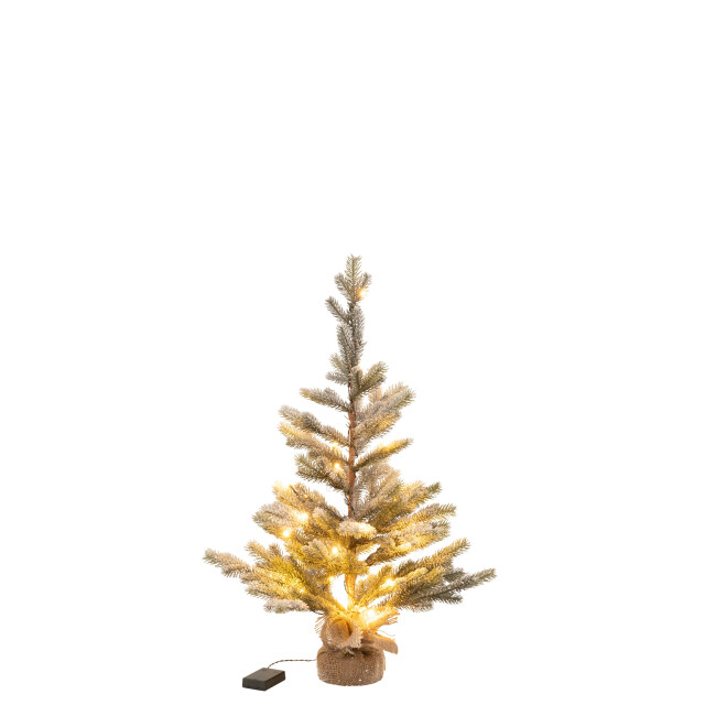 J-Line kerstboom besneeuwd+led+batterij in pot jute plastiek medium - 3007335 large