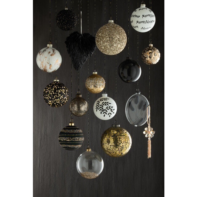J-Line doos van 4 kerstballen glitter paillettenglas goud medium - 3007219 large
