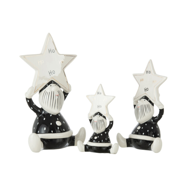 J-Line kerstman zittend ster hoho zwart/wit large 20x13x33.5cm 3007136 large