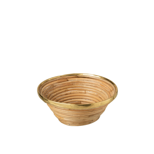 J-Line mandje goud boord rotan 28.5x28.5x12.5cm 3004925 large