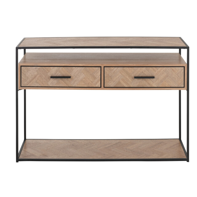J-Line console zigzag 2 lades hout/metaal naturel/ 120x40x80cm 3000764 large