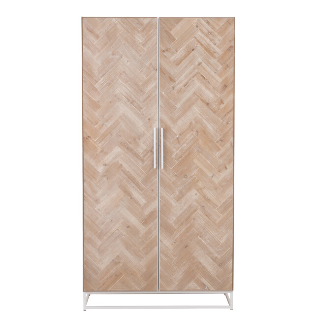 J-Line kast hoog 2 deuren zigzag hout/metaal naturel/ 95x42x186cm 3000760 large