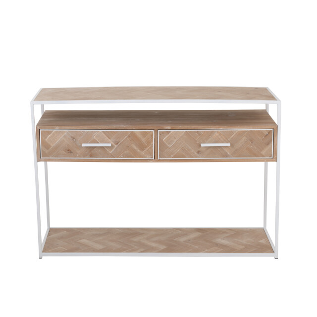 J-Line console zigzag 2 lades hout/metaal naturel/ 120x40x80cm 3000752 large