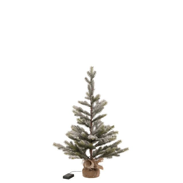 J-Line kerstboom besneeuwd+led+batterij in pot jute plastiek medium - 3007335 large