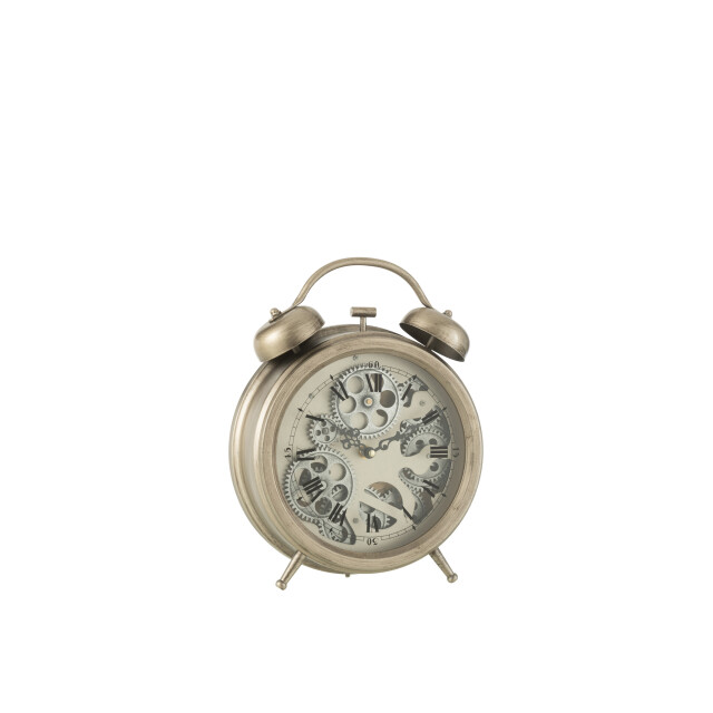 J-Line klok wekker romeinse cijfers tandwielen metaal zilver medium - 3013824 large