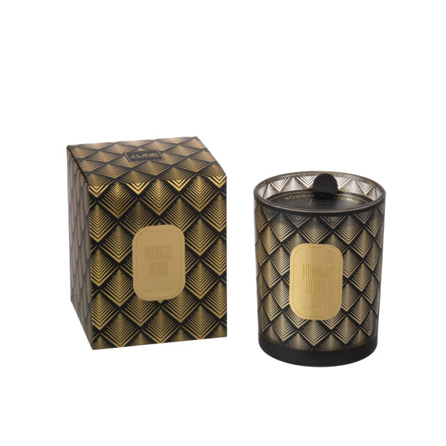 J-Line geurkaars midnight deluxe sapphire amber tea glas /goud large-70h 3014903 large