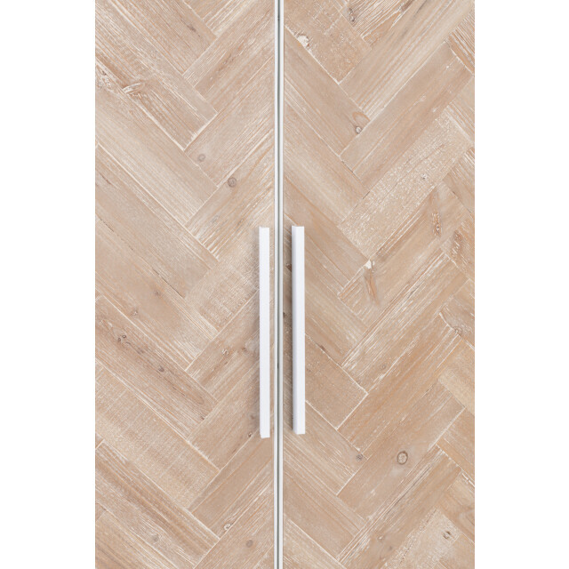 J-Line kast hoog 2 deuren zigzag hout/metaal naturel/ 95x42x186cm 3000760 large
