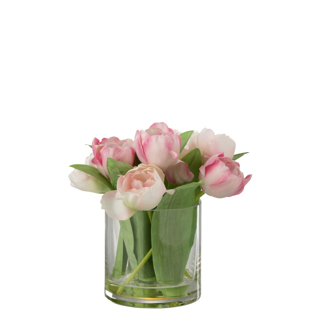 J-Line tulpen in vaas rond plastiek glas large 20x18x22cm 2997376 large