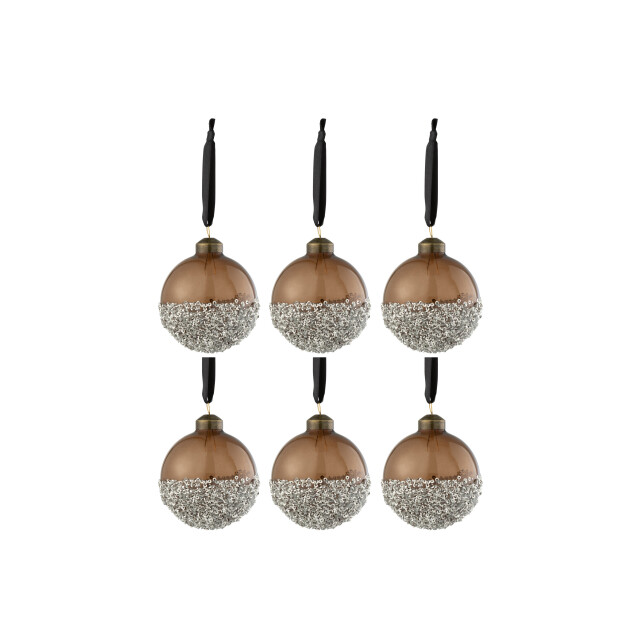 J-Line doos van 6 kerstballen parels zilver glas small 8x8x8cm 3007416 large
