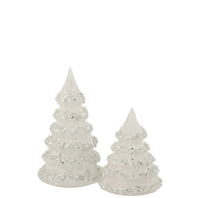 J-Line kerstboom lijnen glitter+parels /zilver glas large 12.5x12.5x21cm 3007414 large