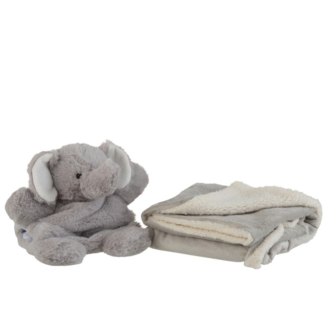 J-Line olifant+dekentje pluche 24x23x20cm 3014927 large