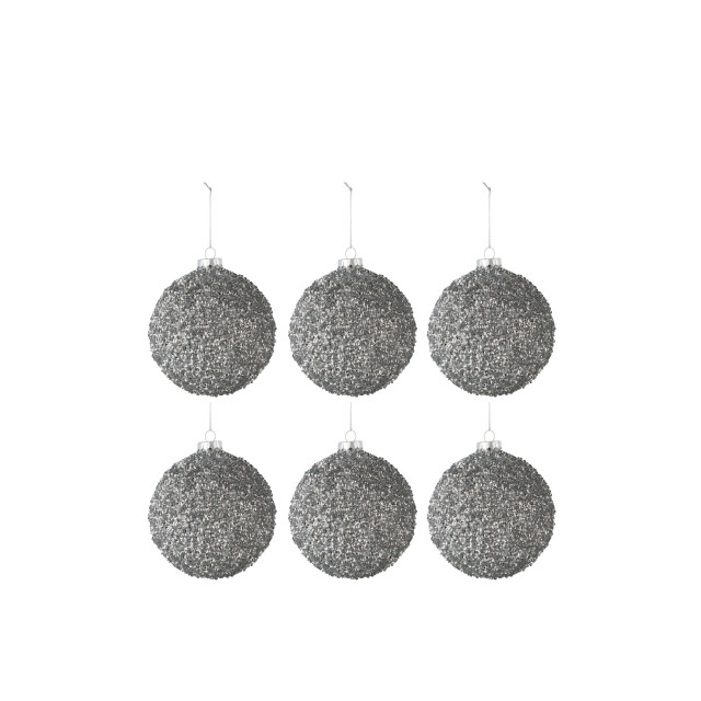 J-Line doos van 6 kerstballen glitter glas smokey small 8x8x8cm 3007202 large