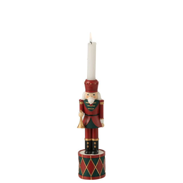 J-Line kaarshouder notenkraker resine rood/groen small 7.5x7.5x25.5cm 3065903 large