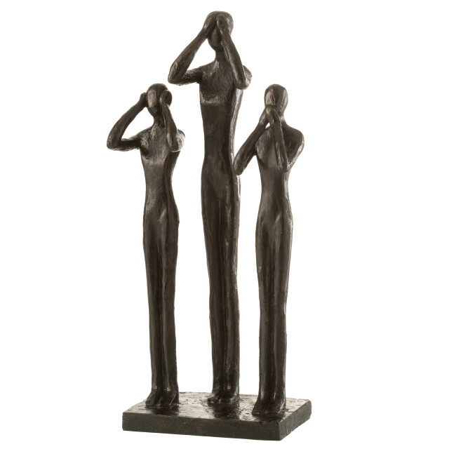 J-Line figuren horen/zien/zwijgen poly donker 18.5x41x12cm 3007027 large