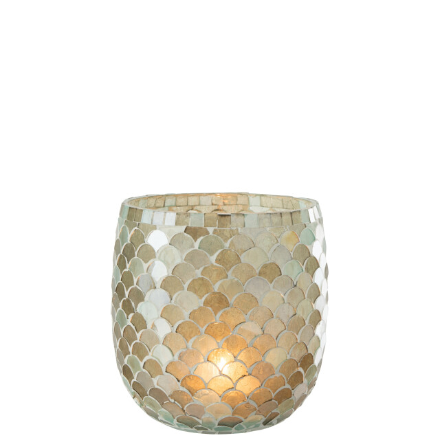J-Line windlicht mozaiek glas aqua large 15.5x15.5x16cm 3013658 large