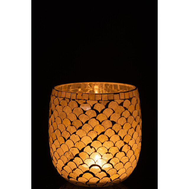 J-Line windlicht mozaiek glas aqua large 15.5x15.5x16cm 3013658 large