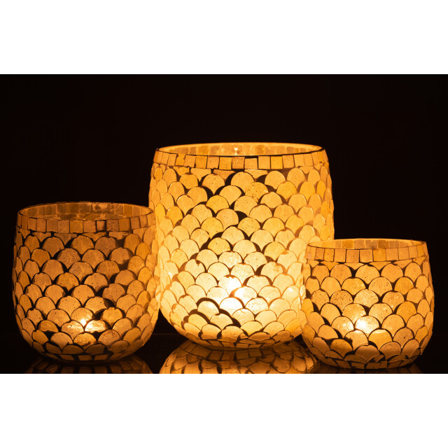 J-Line windlicht mozaiek glas aqua large 15.5x15.5x16cm 3013658 large