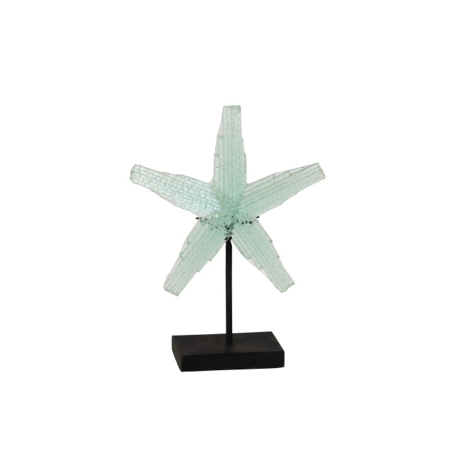 J-Line zeester op voet gerecycleerd glas transparent large 30x11x38cm 3005299 large