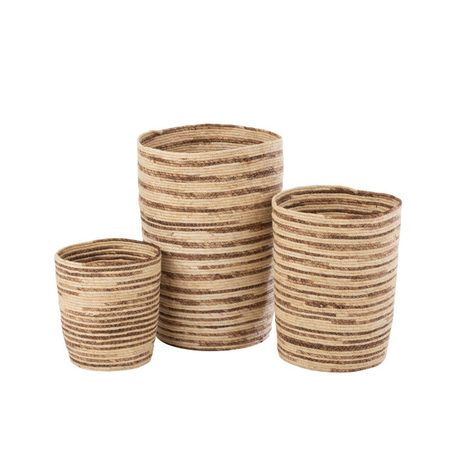 J-Line set van 3 manden maïs beige/bruin 44x44x60cm 3004910 large