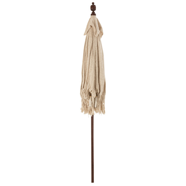 J-Line parasol kwastjes/schelpen hout donker bruin large 188x188x250cm 3000162 large
