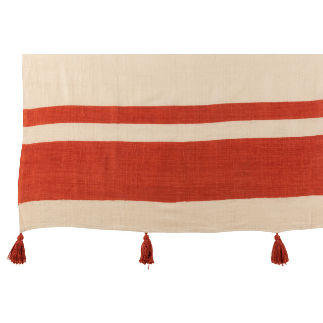 J-Line plaid strand groeven katoen koraal 185x135x2cm 3066050 large