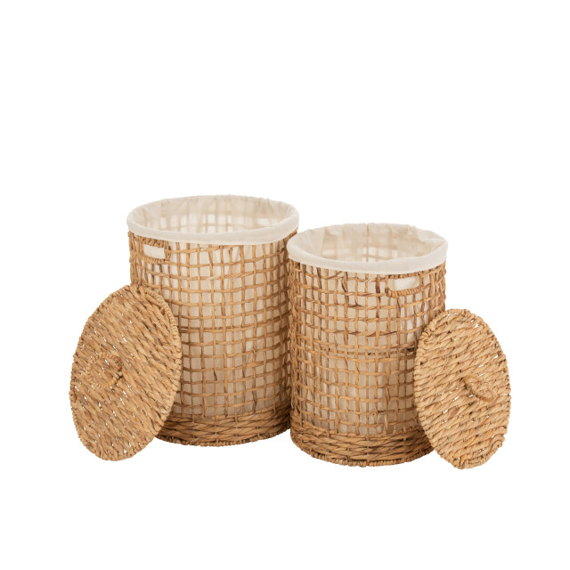 J-Line set van 2 manden+deksel was waterhyacint 42x42x55cm 3004918 large