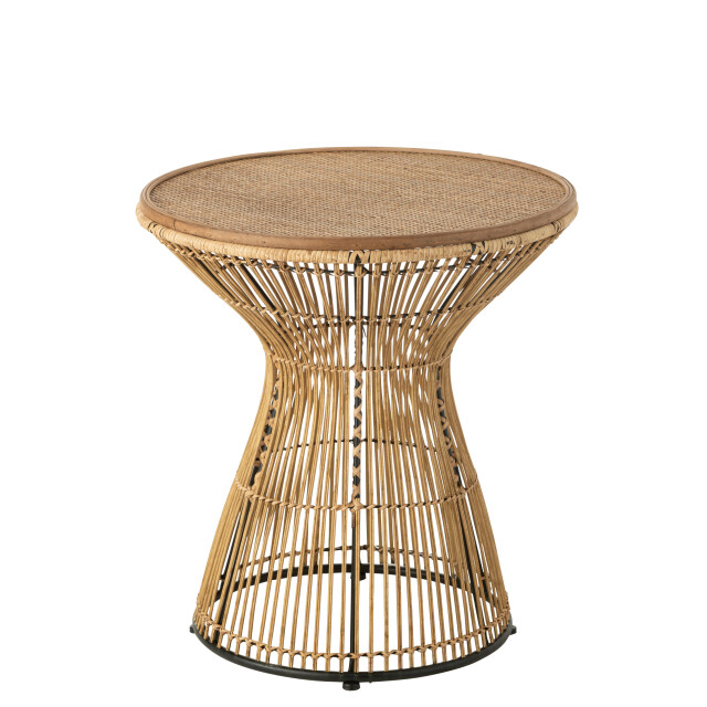 J-Line bijzettafel rond groeven rotan naturel 58x58x64cm 3001311 large