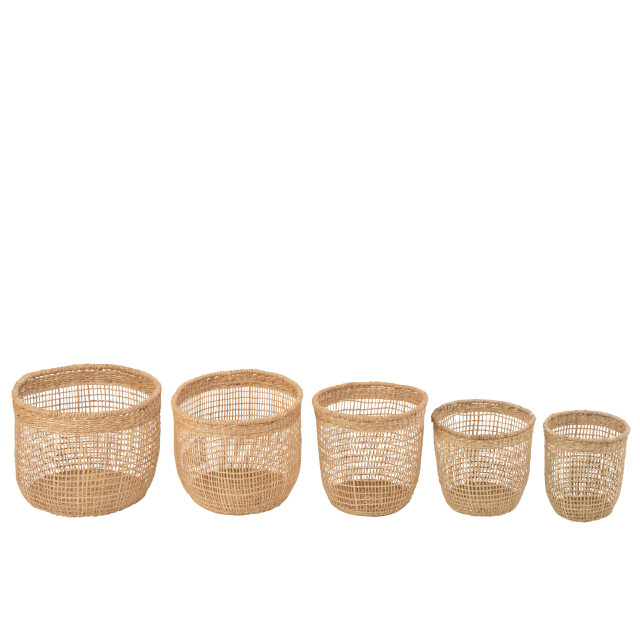 J-Line set van 5 manden oasis zeegras licht 40x40x32cm 3004897 large