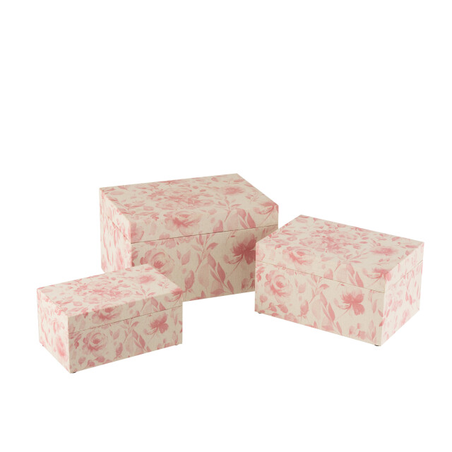J-Line set van drie dozen rozen mdf /roze 35x25x20cm 3006733 large