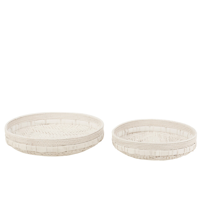 J-Line set van 2 schalen rond rotan 50x50x14cm 3005302 large