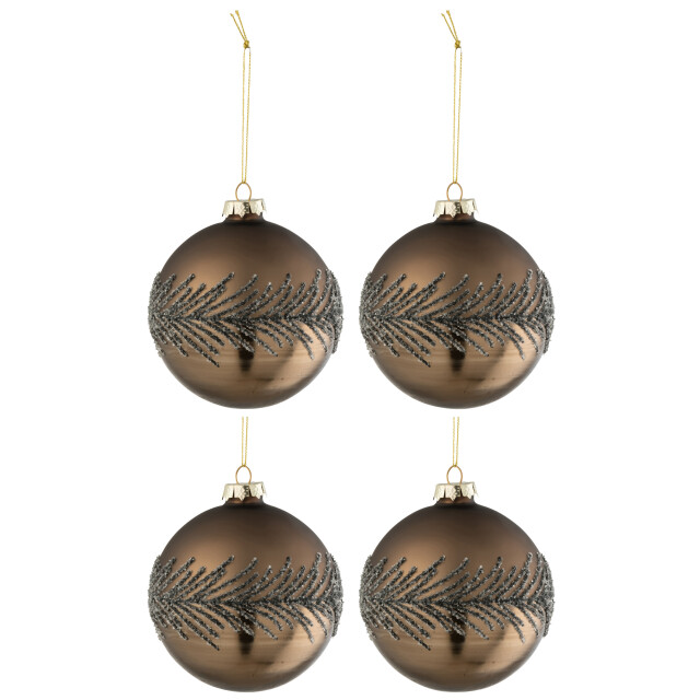 J-Line doos van 4 kerstballen suiker grijs glas mat medium 10x10x10cm 3007425 large