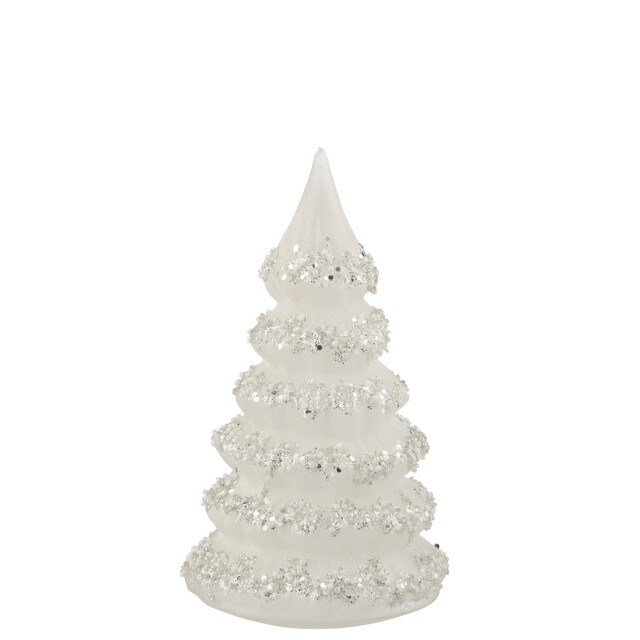 J-Line kerstboom lijnen glitter+parels /zilver glas large 12.5x12.5x21cm 3007414 large