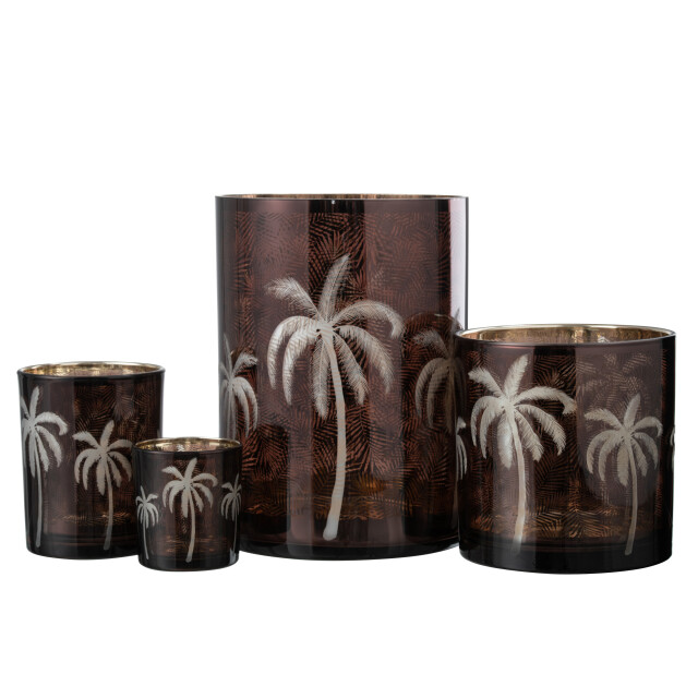 J-Line windlicht palmboom glas xlarge 17.5x17.5x24cm 3013659 large