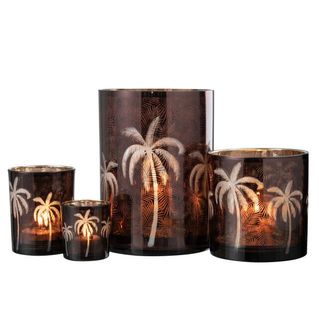 J-Line windlicht palmboom glas xlarge 17.5x17.5x24cm 3013659 large