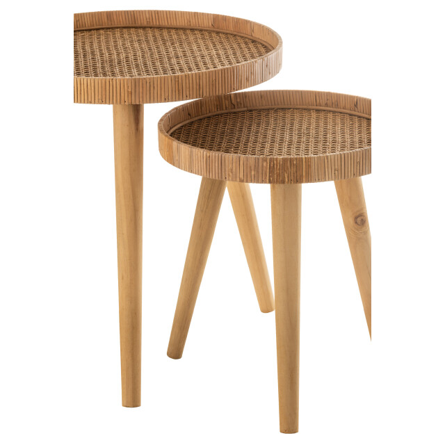 J-Line set van 2 bijzettafels rond tripod rotan 51x51x54.5cm 2999134 large